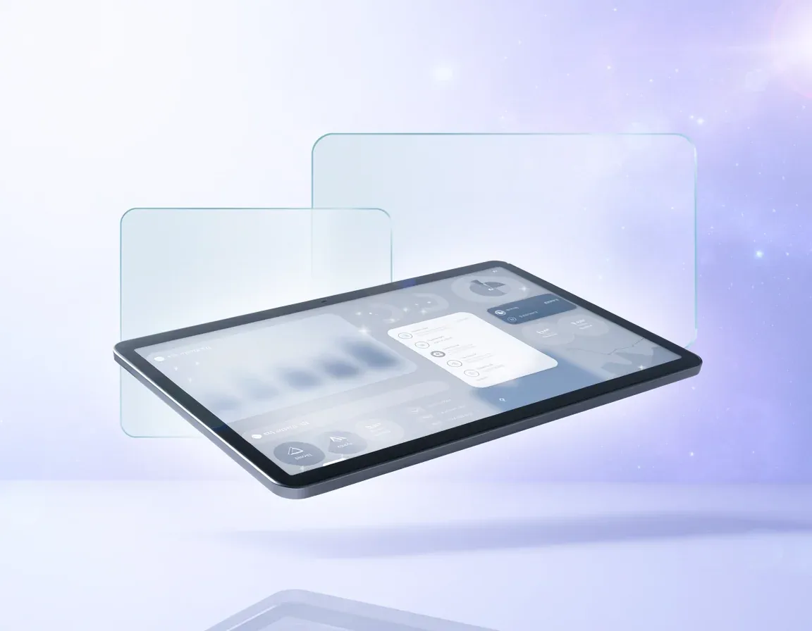 Web application dashboard on a tablet mockup